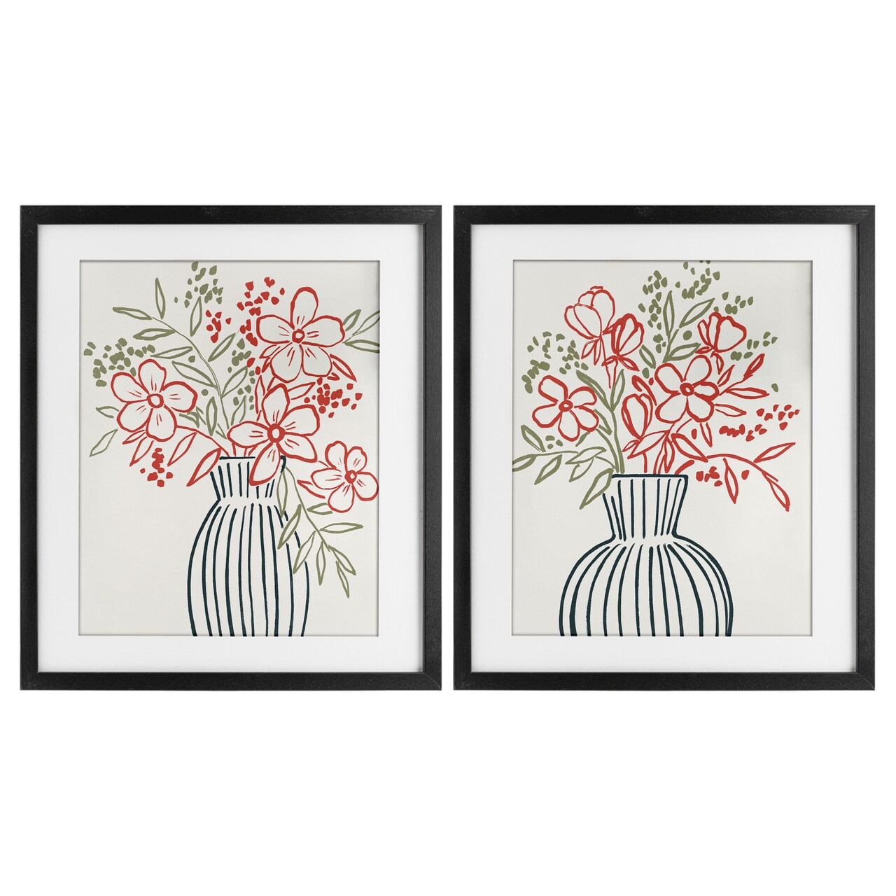 Stupell Industries Botanical Outline Simplicity 2pc Framed Print Under Glass Set, design by Aria K.